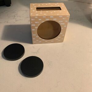 Wooden Coin Bank with Black Lids